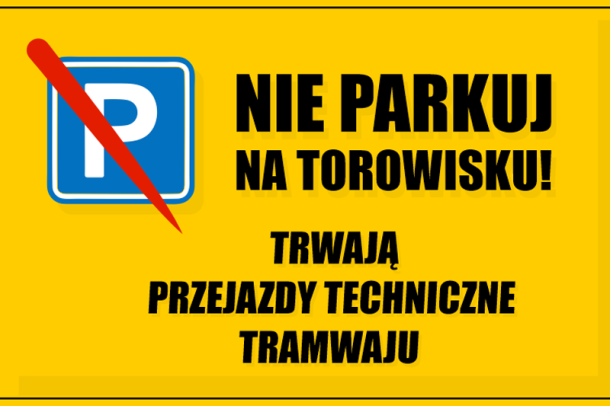 Grafika - nie parkuj na torowisku