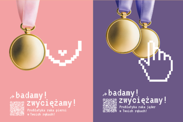 Grafika kampanii „Badamy – Zwyciężamy!" - medale, kod qr
